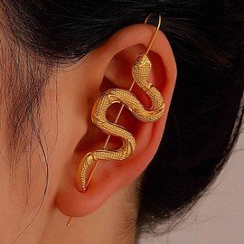 TseenYi Boho Snake Wrap Crawler Hook Earrings Gold Snake Cuff Hook Earrings Punk Serpent Piercing Climber Earrings Piercing Ear Climbers Hook Earrings Jewelry for Women and Girls Gifts