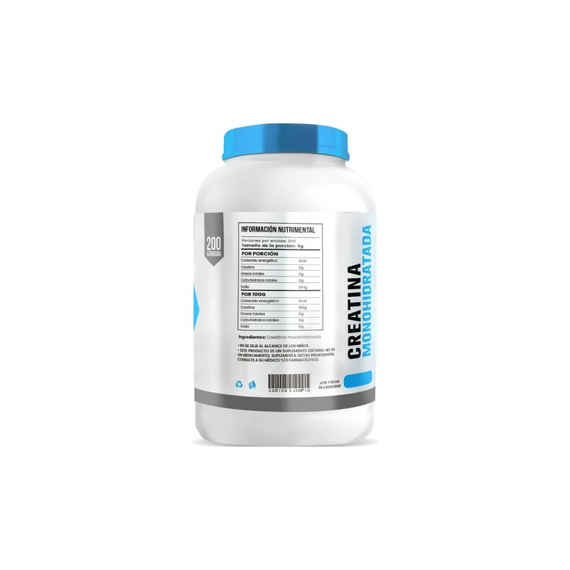 Suplemento Creatina Monohidratada D-mon 1 Kg 200 Servicios Sabor Natural