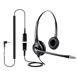 VoiceJoy Phone Headset with Microphone Noise Cancelling & Quick Disconnect 3.5mm Jack, Cell Phone Headphone for Call Center Office Skype Business Meeting Online Courses Teaching Work