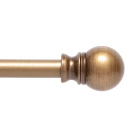 Kenney KN55973 Davenport Ball End Petite Café Decorative Window Curtain Rod, 48-86" Adjustable Length, Brushed Brass Finish, 1/2" Diameter Steel Tube