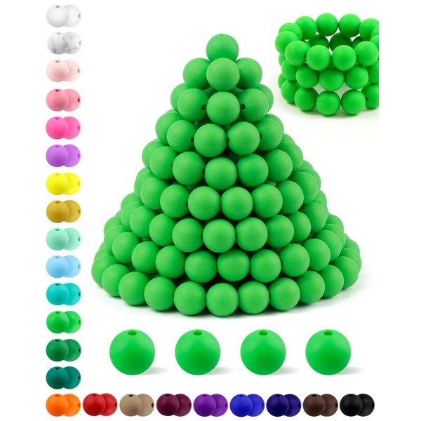 180PCS FIVEIZERO Silicone Beads, 12mm Focal Beads Rubber Round Beads