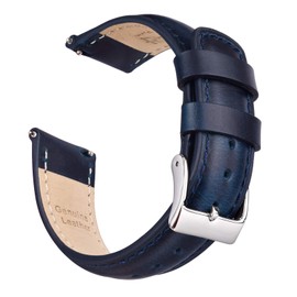 Ritche Quick Release Leather Watch Band 18mm 20mm 21mm 22mm 23mm 24mm Leather Watch Strap, Dark Blue & Silver, 18mm, Classic