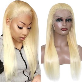 Newmi 24 Inch 613 Lace Front Wig Human Hair for Women Fashion Long Blonde Wig Human Hair for Black Women 180% Density 13x4 Straight Lace Front Human Hair Wigs Pre Plucked Natural Hairline