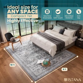 Istana 8x10 Area Rug - Grey 8x10 Rugs for Living Room - Foldable 8x10 Rugs for Bedroom - Stain Resistant 8x10 Washable Rug - Eco-Friendly 8x10 Area Rugs - Easy to Clean Living Room Rug 8x10