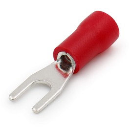 heschen Fork Insulated Wire Connector Electrical Crimp Terminal SV1.25-3.5 Stud Earrings Size #6 For 0.5-1.5mm² (22-16AWG) Red Pack of 100