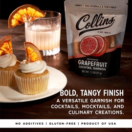 Collins Dehydrated Grapefruit Cocktail Garnish Slices, 1.3 oz – Made In USA – Ideal for Palomas, Gin & Tonics, Mocktails & Culinary Creations – Premium Drink & Food Garnish – 1.3 oz