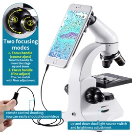 80-2000X Optical Microscope, Metal Body, 2 WF Oculars, Dual-lluminators System, US Plug, Full Accessories for Kids Students Begginers