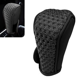 KUQUTIDY Car Gear Shift Cover, Leather Breathable Gear Shift Knob Cover, Anti-Slip Shifter Stick Protector, Stylish Auto Decoration, Universal Car Interior Accessories for SUV, Truck, RV (Black)