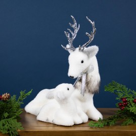 Northlight Laying Reindeer Mom and Calf Christmas Figurine - 11.5"