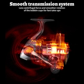 Lacusmall Spinning Fishing Reel, Saltwater Freshwater Spinning Fishing Reel, HE Series 22LBs Max Drag, 12 Ball Bearings,5.2:1,1000,3000,4000, 5000 Series（3000）