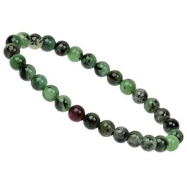 ELEDORO Stretch Bracelet Made of Real Gemstone Beads (6 mm) - Pearl Bracelet for Stylish Elegance, Gemstone, Ruby Zoisite