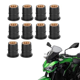 Well Nut Kit 10 Pieces Well Nut M6 x 0.8 mm Rubber Captive Brass for Motorcycle ATV Windscreen Body