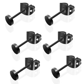 G23 Titanium Flat Dot Stud Earrings Hypoallergenic for Women Black Round Disc Earrings for Sensitive Ear Studs