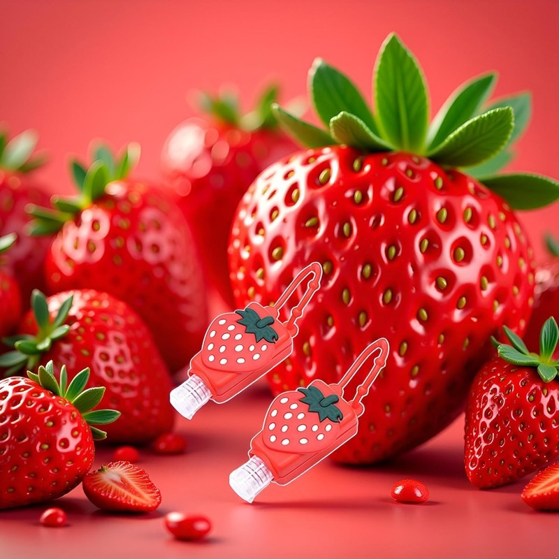 2 Pcs Strawberry Empty Travel Hand Sanitizer Bottle, Silicone Sleeve