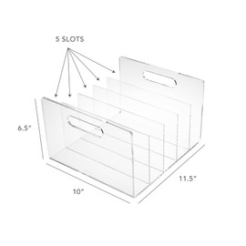 russell+hazel Acrylic File Sorter, Desktop File Collator for Office, Closet or Home, Clear Acrylic, 10" x 11.5" x 6.5", 5 Slots, (30790)
