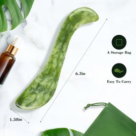 Jade Stone Gua Sha Massage Tool Large Guasha Board S Shape Scraping Massage Tools Body Sculpting Anti Cellulite SPA Acupuncture Tools for Back Neck Leg Massage, Lymphatic Drainage
