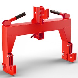 3-Point Quick Hitch for Tractors with 3000 LBS Lifting Capacity, Compatible with Category 1 and 2, Attachment Between Lower Arms, Includes 2 Receivers,Red