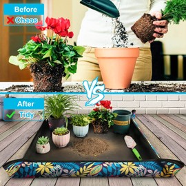 HNXTYAOB Repotting Mat for Plant Transplanting and Mess Control 29.5"x 29.5" Oxford Fabric Waterproof Potting Foldable Indoor Portable Gardening Tray Unique Gifts Lovers
