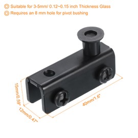 uxcell Adjustable Glass Door Hinges Clamp, 4 Pair Iron Cabinet Glass Door Pivot Hinge Clip for 3-5mm Thickness Glass, Black 40x12x15mm