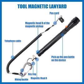 Magnetic Flashlight with Tool Magnetic Lanyard, Telescoping Magnet Pickup Tool，Cool Gadgets Gifts Idea, Christmas Gifts for Men, Dad, Father, Mechanic, Handyman,Him, Stocking Stuffers for Men
