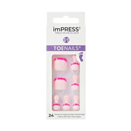KISS imPRESS Color No Glue Pedi Press-On Toenails, Includes 24 Nails, Prep...