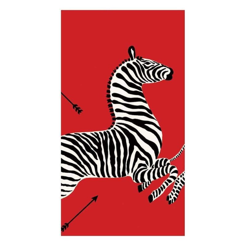 Entertaining with Caspari Guest Towels, Zebras Red, Pack of 15