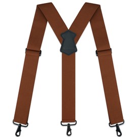 MELOTOUGH 2 Inch Wide Y Back Suspender for Men Adjustable Elastic Heavy Duty Mens Suspenders with Hooks for Jeans(Coffee Color)