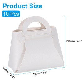 uxcell 10Pcs PU Leather White Gift Boxes with Handles, 4 x 2 x 4.3 Party Favor Bag with Ribbon Reusable Candy Gift Boxes for Weddings Bridal Baptisms Party Decoration