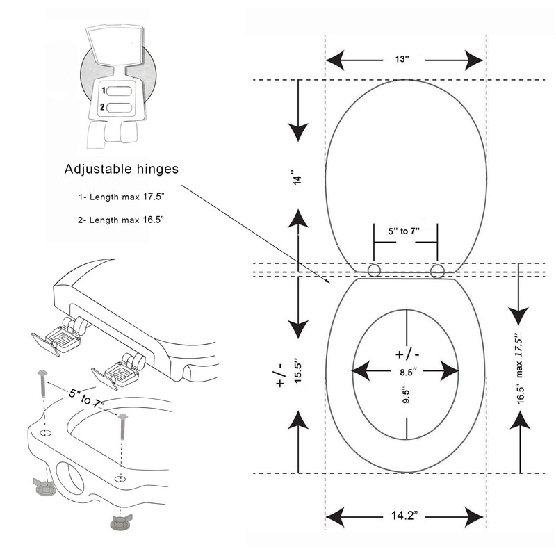 Black Round Molded Wood Toilet Seat 17 Inches