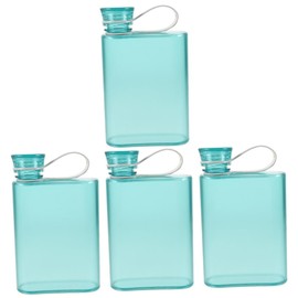 SUPVOX 4pcs Sports Water Bottle Leakproof Flat A5 Flask Portable Travel Kettle Reusable Hydration Tracker