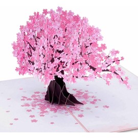 3D Cherry Blossom Pop Up Card, Greet for Birthday, Wedding, Anniversary, Mothers Day, Thank You, Get Well, All Occasion or Just Because, 5" x 7" Cover, Includes Envelope and Note Tag