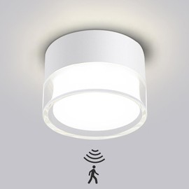 LED Surface-Mounted Ceiling Light with Radar Motion Sensor, 12 W 4000 K Surface-Mounted Ceiling Spotlight, 230 V LED Surface-Mounted Spotlight, Flat Diameter 10 cm, Ceiling Spotlights, Aluminium Matt