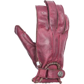 By-City Cafe Racer Lady Gloves Efficiency Vintage Leather Bordeaux with Stitching (M)