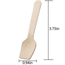100PCS 3.75 inch Mini Wooden Square Scoop Spoon Square Head Disposable Tasting Sampling Spoon for Ice Cream Consumption Plastic Cutlery Alternative Biodegradable and Compostable