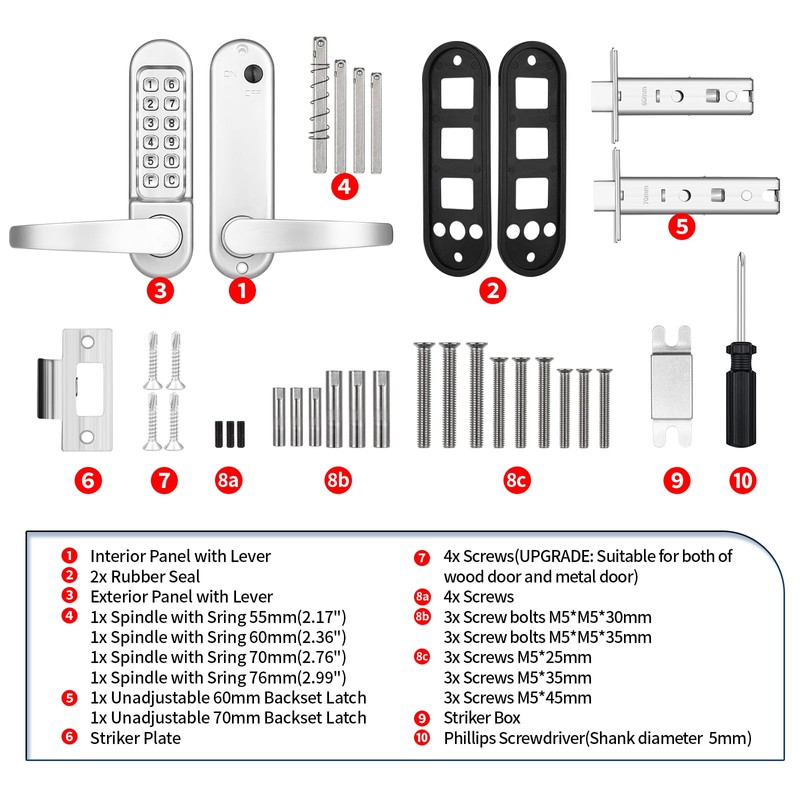 ANNFUZ Mechanical Keypad Keyless Entry Door Handle Lock,Push Button Code