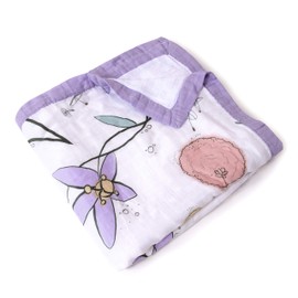 JumpOff Jo – Muslin Swaddle Baby Blanket – 47" x 47” - Bamboo and Cotton Muslin – Fairy Blossom Floral