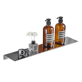 Biutimarden 16Inch Stainless Steel Wall Mounted Floating Shelf Drilling or Shelf Adhesive Modern Room Decor Wall Shelf Floating Shelf for Bathroom Bedroom Decor