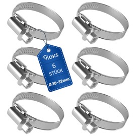 VIOKS Hose Clamps Petrol Hose Clamps Pool Hose Set 6 x 20-32 mm Diameter Small Stainless Steel Hose Clamps/Clamps/Washing Machine Hose/Hose Clamp Set/Pool Clamps