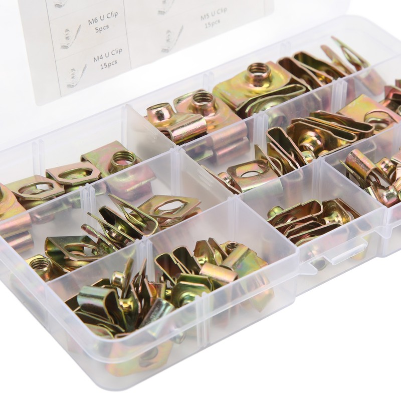 60Pcs U Nut Clip Kit Strong Rust Resistance High Elasticity
