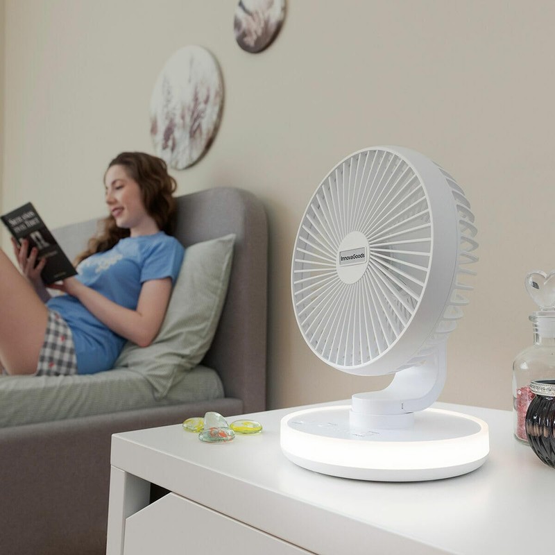 InnovaGoods Tischventilator mit Akku und LED FanLed Ø6,6'' 4000 mAh