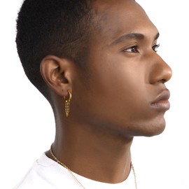 Skeleton Head Earrings 18K Gold Plated Huggie Hoop with Skull Charm Drop Earrings