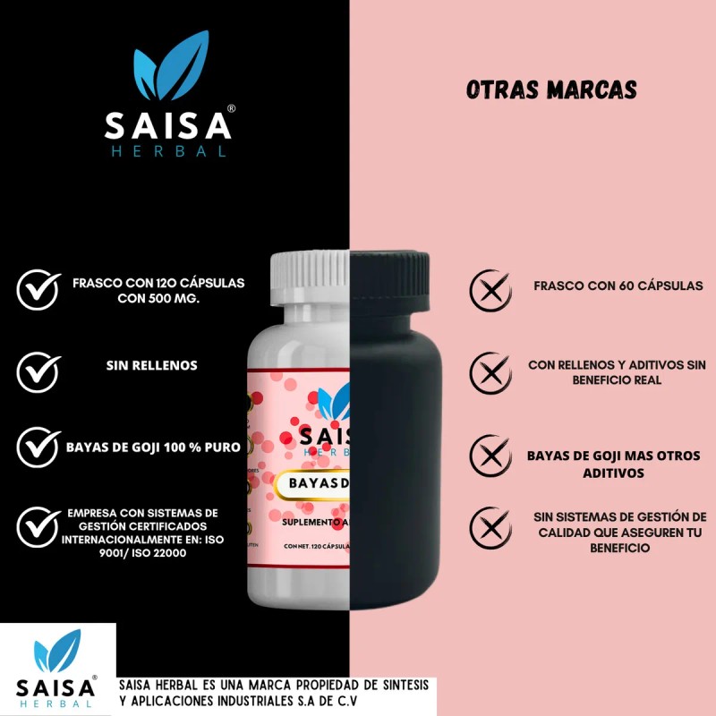 Bayas De Goji 100% Pura Con 120 Cápsulas | Suplemento