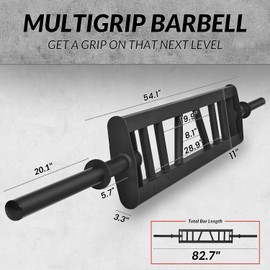 Fitvids Multi Grip Barbell – Swiss Bar, American Bar with 3 Positions for Angled Neutral Grip Pressing Lifting Curls, 7 Feet Long