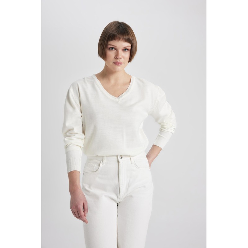 DeFacto Women's T-Shirt, ecru