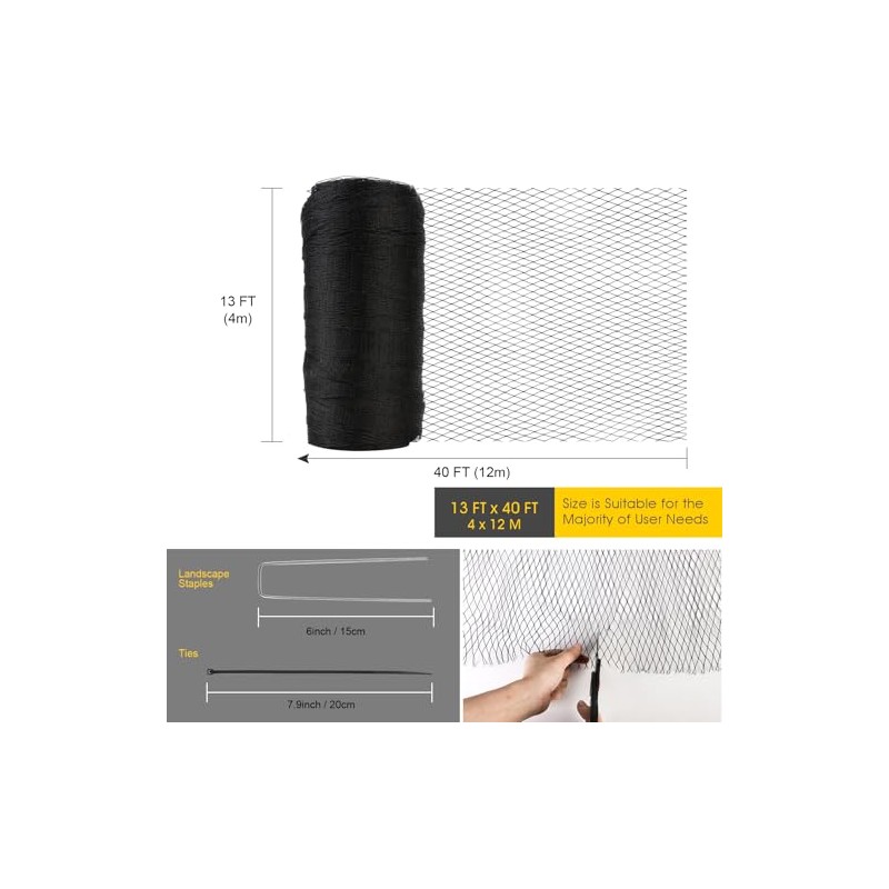 Heavy Duty Bird Netting for Garden - 13 x 40
