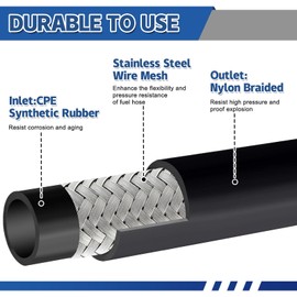 Boltigen 1 Inch NPT Fuel Transfer Hose, 6FT Farm Fuel Transfer Pump Tank Tube Hose for Gasoline, Biodiesel, Dispensing Diesel, Kerosene