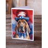 Caroline's Treasures Bloodhound Patriotic American Greeting Cards Pack of 8