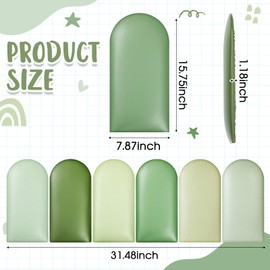Jetec 6 Pcs Wall Padding for Kids with Autism Playroom Anti Collision 3D 15. 75 x 7. 87 Inch Peel and Stick Headboard Upholstered Wall Panels for Nursery Protection(Green Series)