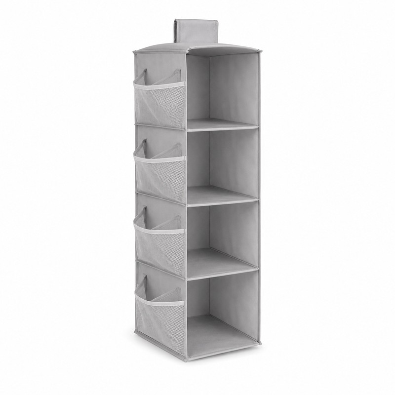 Foldable Hanging Closet Organizer with Mesh Side Pockets, Washable Non-Woven
