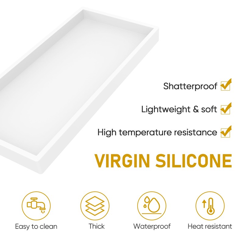 Bathroom Counter Tray,EG-SIPRO High-Grade Thickened Silicone Bathroom Vanity Tray,Shatterproof Rectangle